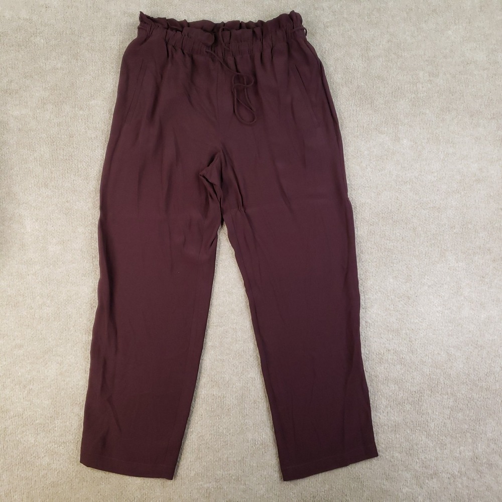 Eileen Fisher Casis Straight Pants Womens Small Purple Elastic Waist Ankle Z